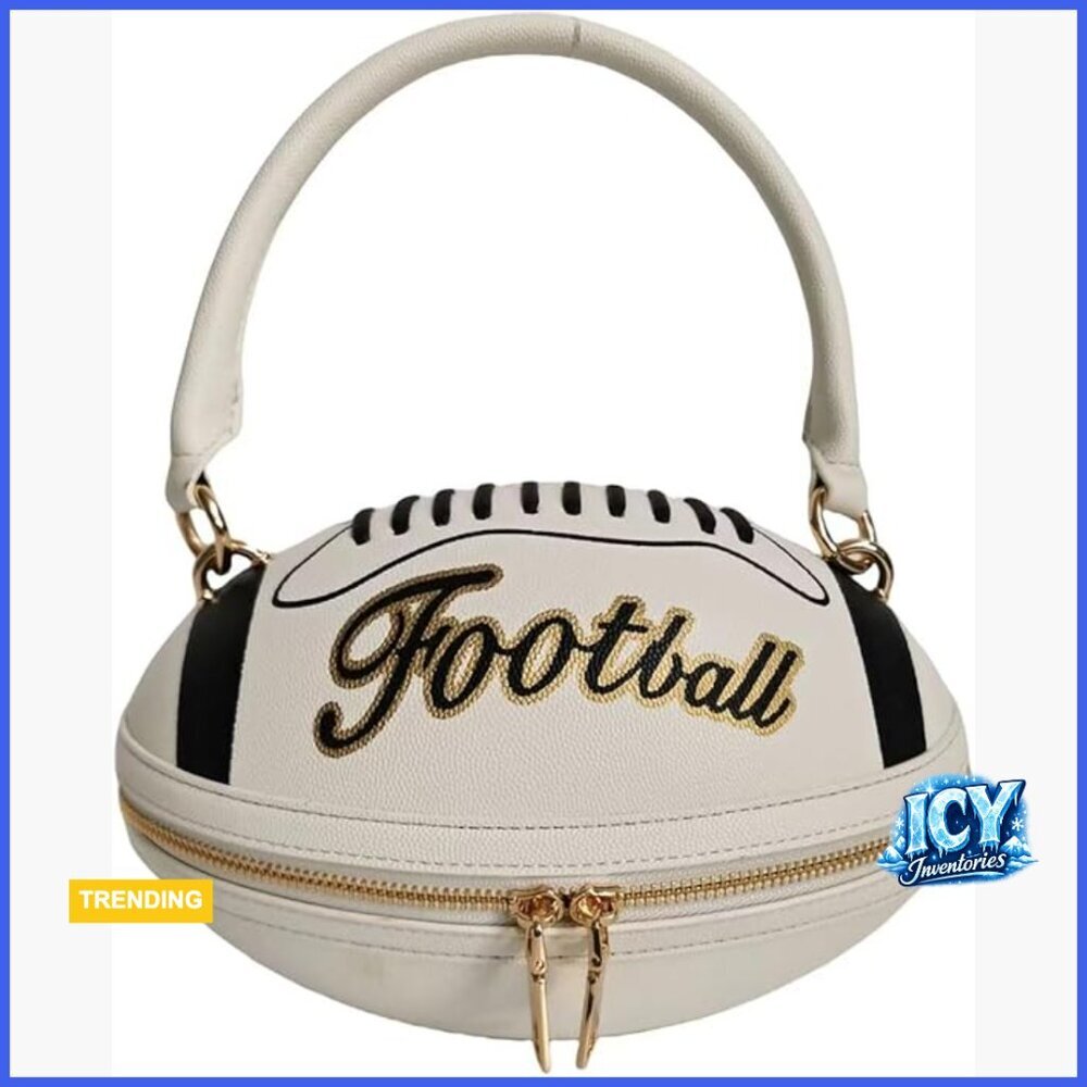 Football Shaped PU Leather Crossbody Shoulder Bag Satchel Purse